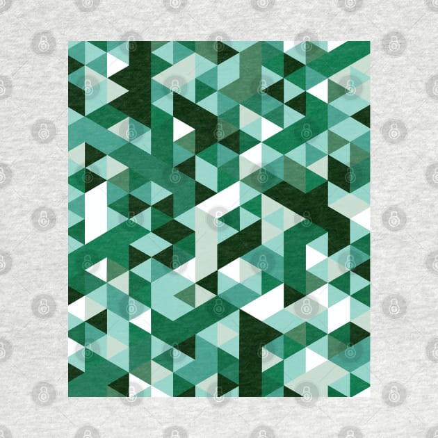 Distorted Geometric Art in Greens by OneThreeSix